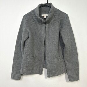Lambswool Knit Structured Sweater Cardigan Gray‎ L Minimalist Quiet Luxury Cozy